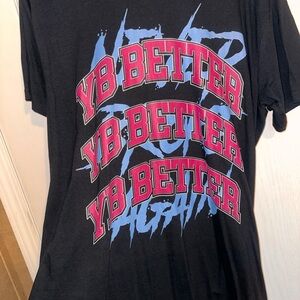 Black Graphic Tee with Red and Blue Print